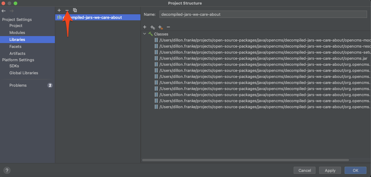 Deselecting Decompiled JARs